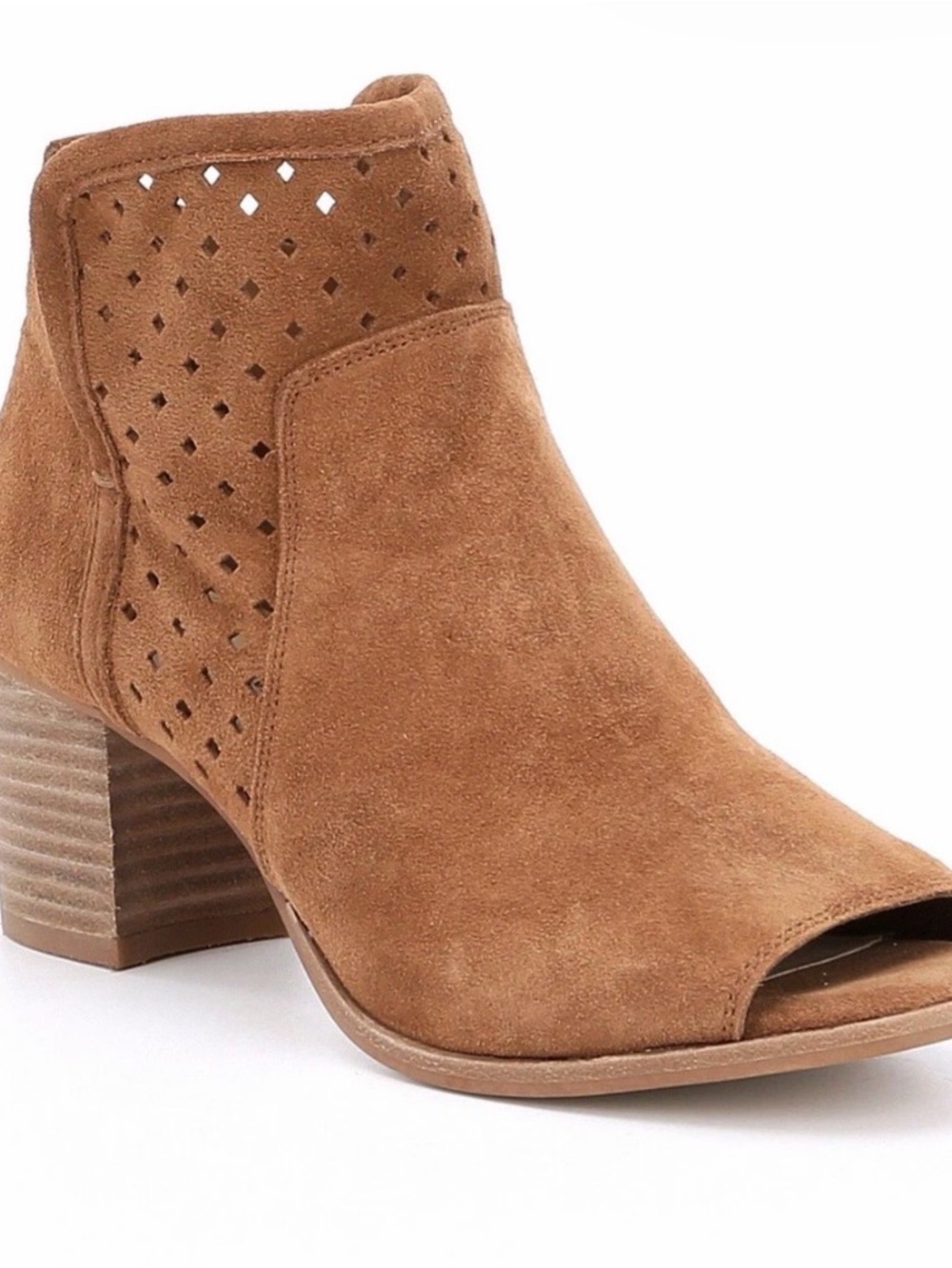 Women Gianni Bini Rezzy Suede Perforated Peep Toe booties size 6.5